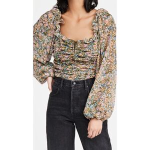 Mabel Printed Blouse Free People GARDEN COMBO Size XS